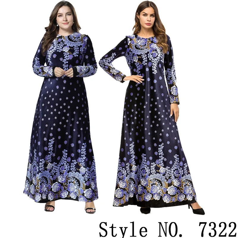 muslim abaya dress Мусульманский женский длинный рукав Дубайский хиджаб Макси платье Арабский Кафтан абайя скромный исламский ОАЭ пакистанский Турция кимоно Jalabiya платья - Цвет: muslim abaya dress