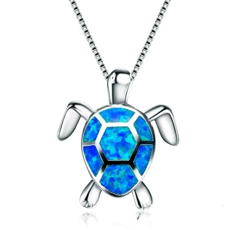FDLK ожерелье с кулоном в виде милой черепахи таинственное белым огненным опалом
