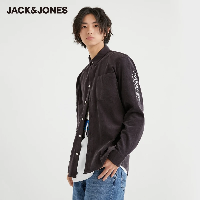 

JackJones Men's 100% Cotton 3D Letter Embroidery Corduroy Long-sleeved Shirt | 220405007