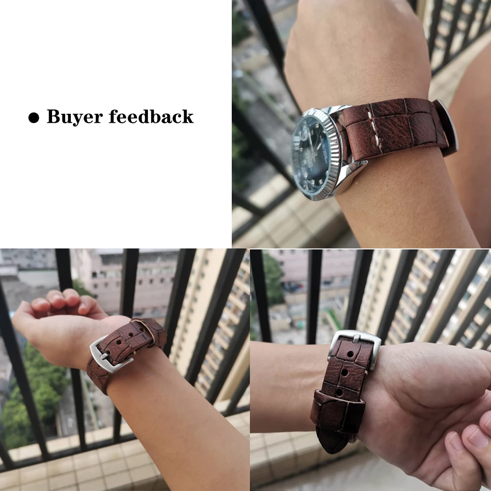 

Handmade Leather Watchband Soft Material Watch Band Wrist Strap 18mm 19mm 20mm 21mm 22mm Stainless Steel Buckle watch accessorie