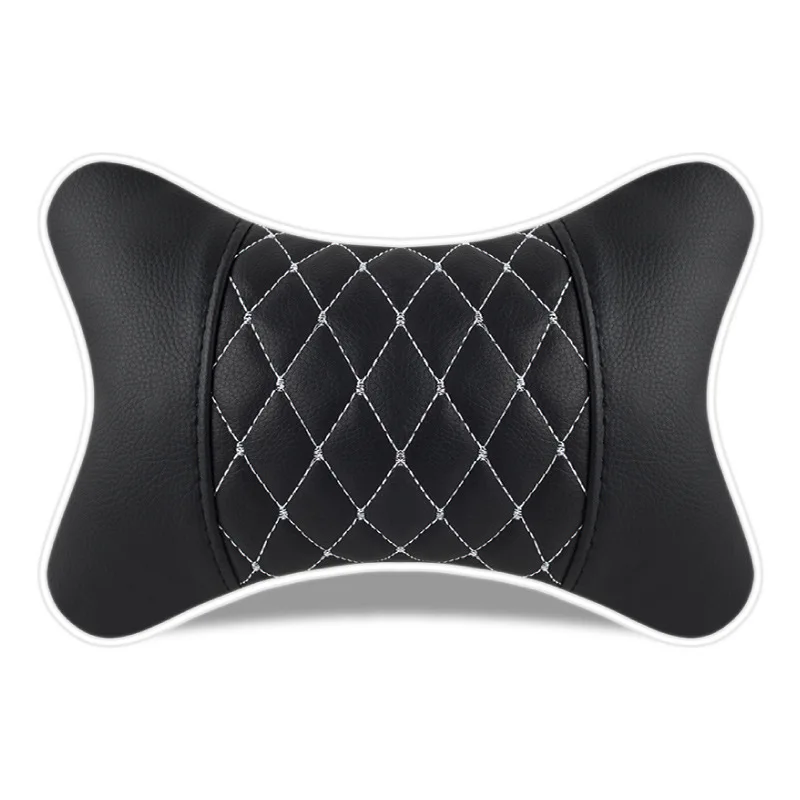 

2pcs Artificial Leather Car Neck Pillow Protection Neck Car Headrest Comfortable Auto Supplies Safety Breathable Neck Pillows