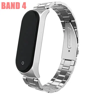 MI BAND 4 Hangrui mi band 3 4 сменный металлический ремешок на запястье браслет из нержавеющей стали браслеты mi Band 3 ремешок для Xiaomi mi band 4 - Цвет: MI BAND 4