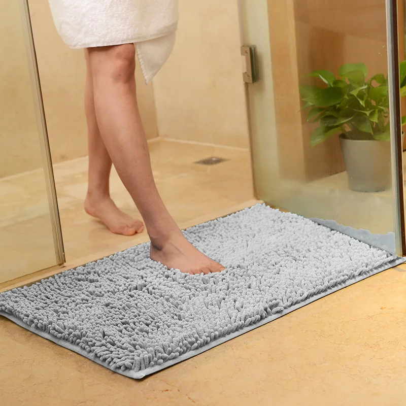 

High Quality Thicken Bath Carpet Mat Chenille Bathroom Water Absorption Plush Floor Mats Entrance Doormat Non-slip Toilet Rug