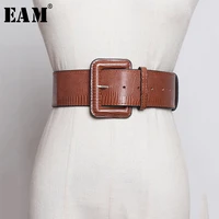 eam pu leather big square buckle hole wide belt personality women new fashion tide all match spring autumn 2021 1a252