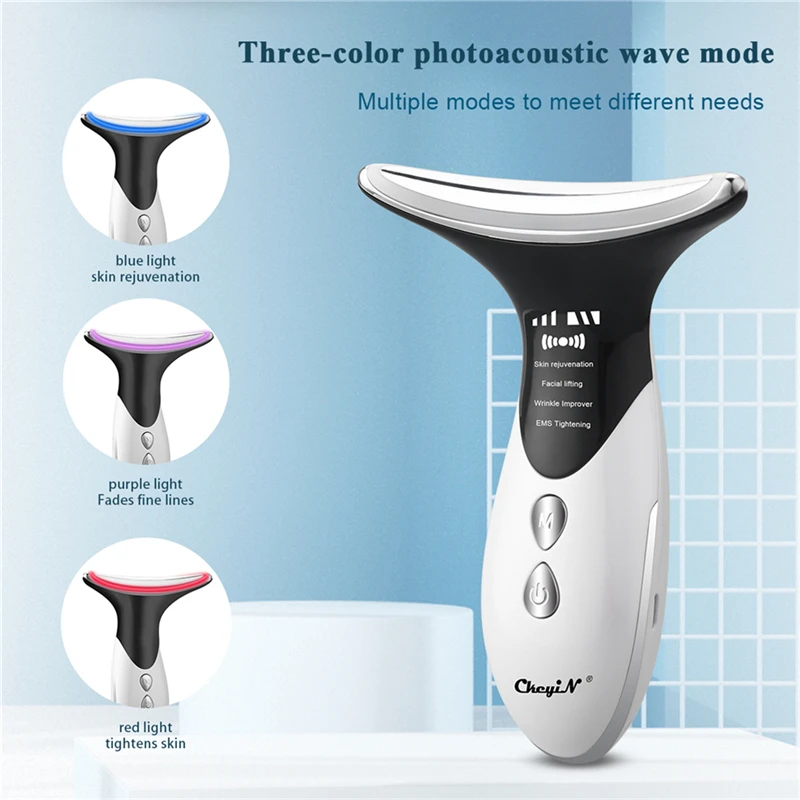 CkeyiN ультразвуковая вибрация Ems массажер для шеи жара лифтинг лица средство