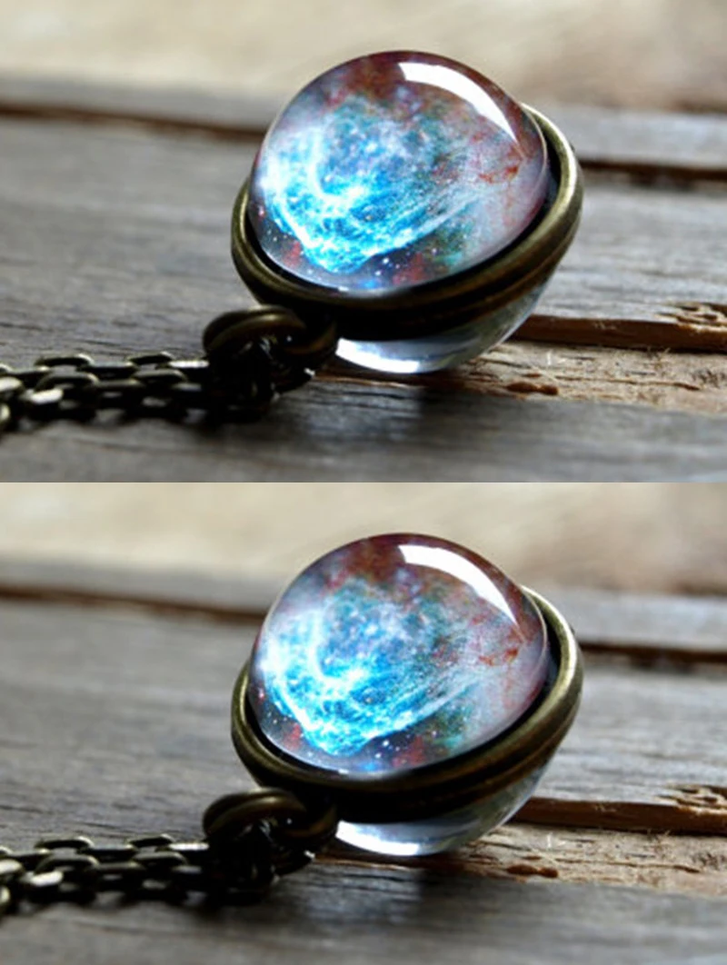 2 шт вселенная в ожерелье двухсторонний стеклянный шар кулон время драгоценный