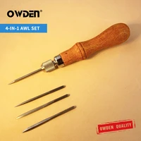 owden leather awl tool set diy wood handle sewing stitching lacing scratch tool