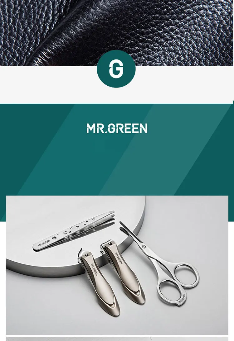 MR. GREEN Набор для ухода за ногтями из нержавеющей стали высокого качества 9 в 1 Набор для стрижки ногтей из воловьей кожи посылка для маникюра Уход за ногтями хороший подарок