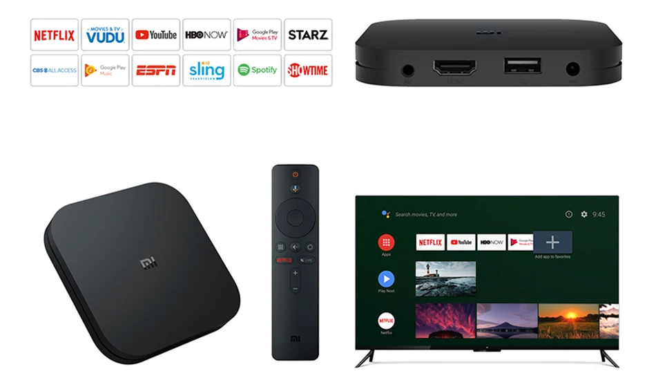 Xiaomi mi коробка S 4K Android 8,1 ТВ Box Android 8,1 2 ГБ+ 8 Гб HD mi 2,0 2,4G/5,8G, Wi-Fi, BT4.2 set top tv Box медиа плеер