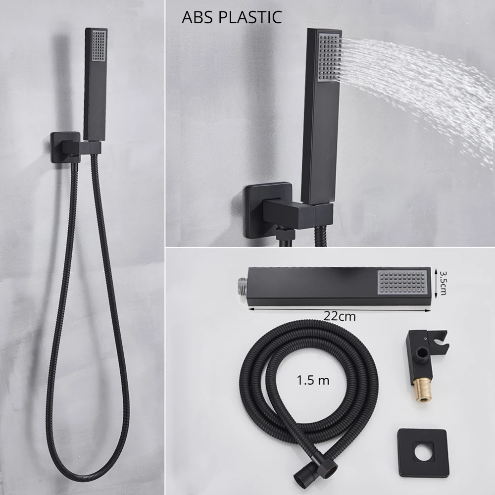 Матовый черный цифровой дисплей смеситель для душа дождь водопад горячей и