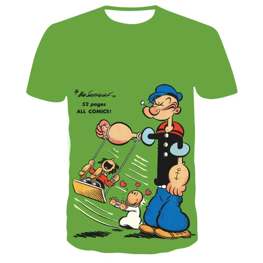 Новое поступление, Классическая мультяшная футболка popeye для мужчин и женщин, 3d принт, модная футболка с коротким рукавом, уличная одежда, повседневные летние топы - Color: tx-8634