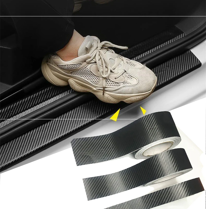 

3D наклейка из углеродного волокна для автомобиля, 3 м, защитная полоса «сделай сам» для наклеивания на порог автомобиля, боковое зеркало, лен...