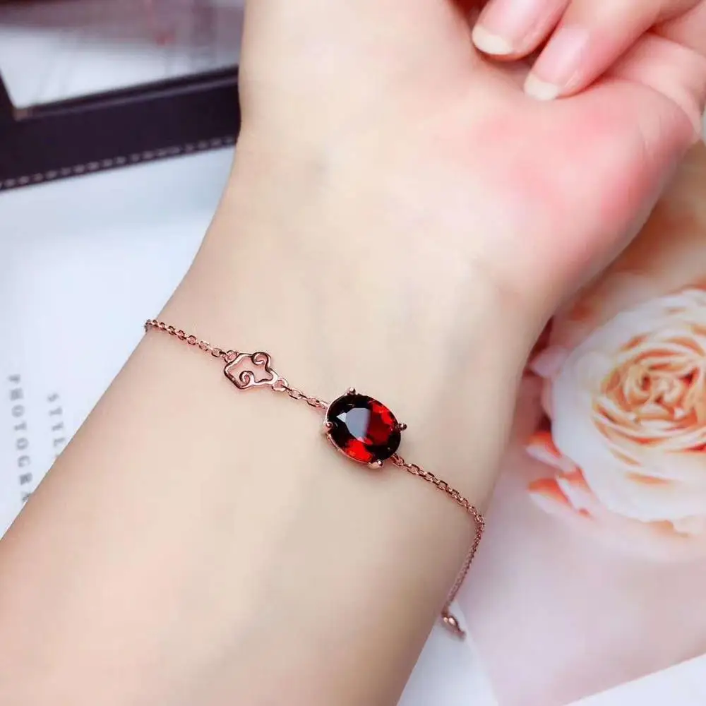 Чистый натуральный и гранатовый браслет-цепочка Бесплатная доставка гранат 925