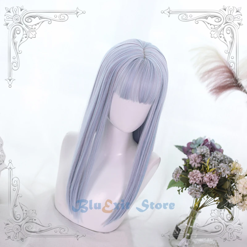 Смешанный синий фиолетовый парик Лолиты Харадзюку Феи косплей челки Прямые