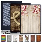 Жесткий чехол для планшета Amazon Kindle, электронная книга Paperwhite 1, 2, 3, 4Kindle (10 и 8 поколения), противоударный чехол с деревянным узором + ручка