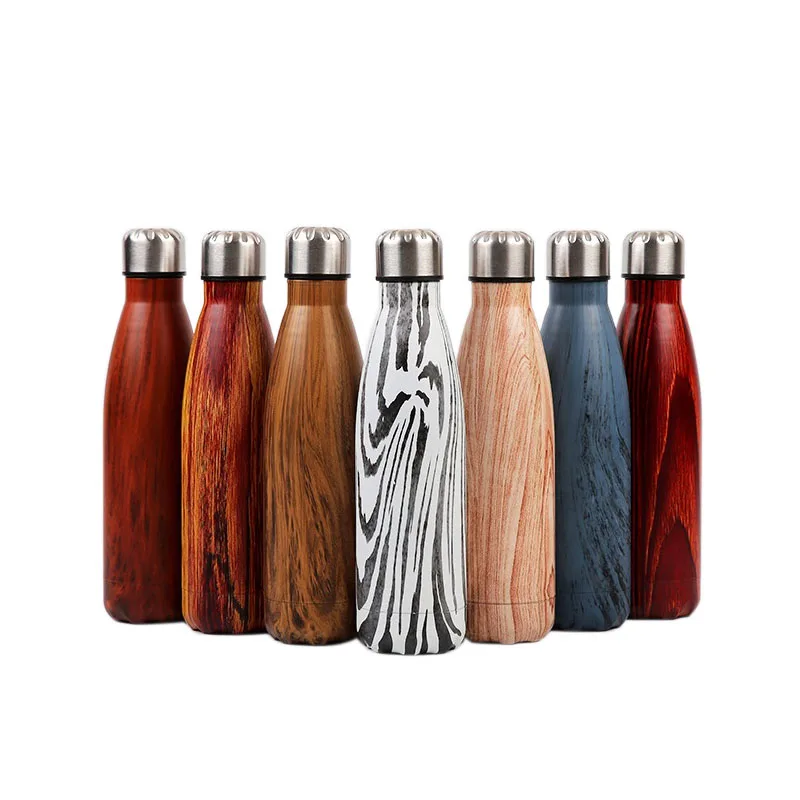 JM 500 мл Термос с деревянным лицевым покрытием Двухстенная вакуумная колба из