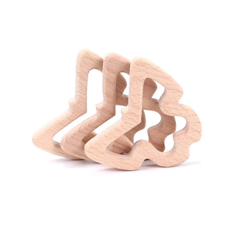 10pcs Baby Biscuits Animal Natural Beech Teething Wooden Teether Rodent Tiny Rod Baby Teether Pendant For Pacifier Chain Gift