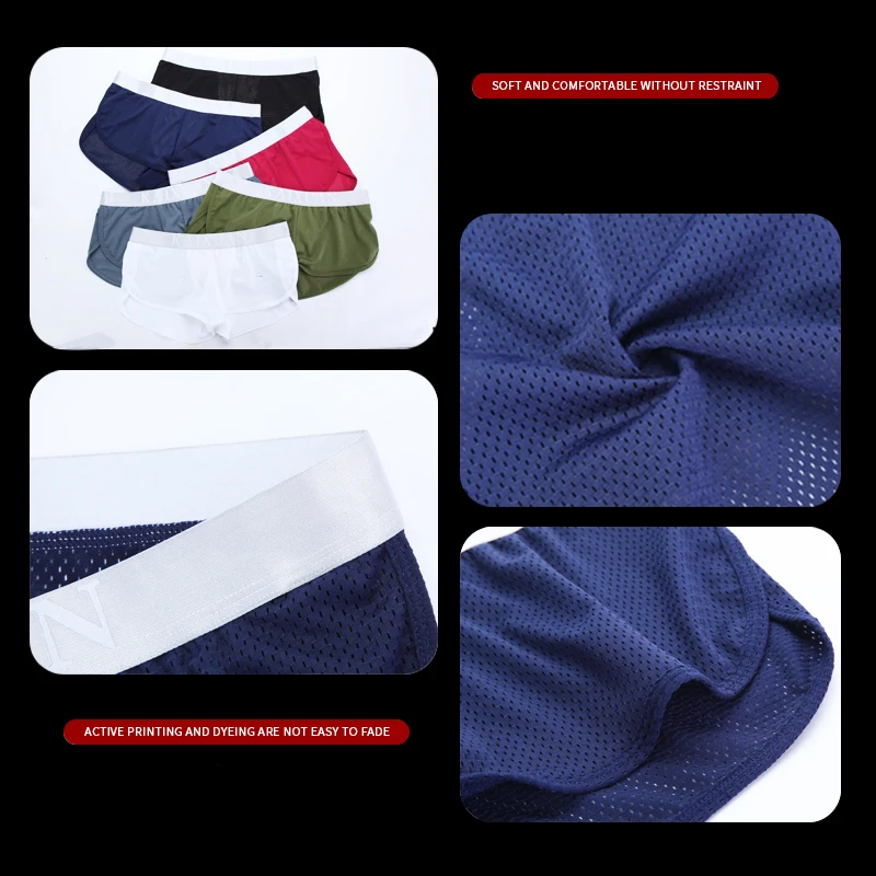 

AIIOU Sexy Mens Underwear Arrow Pants Ultra-thin Boxer Shorts Mesh Breathable Male Panties Comfortable Boxershorts Solid Cuecas