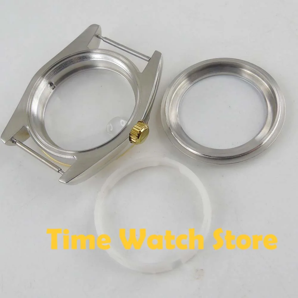 Чехол для часов из водонепроницаемого сапфирового стекла 36 мм с лупой и золотым