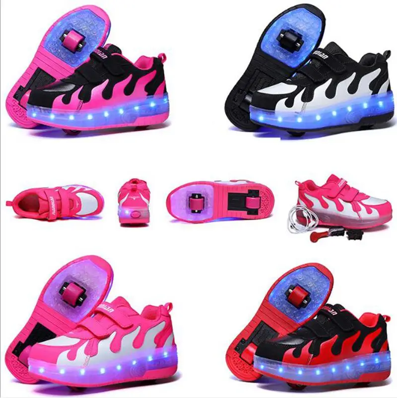 Светодиодный светильник Heelys; кроссовки с двумя колесами для мальчиков и девочек; повседневная обувь на роликах для девочек; Zapatillas Zapatos Con Ruedas