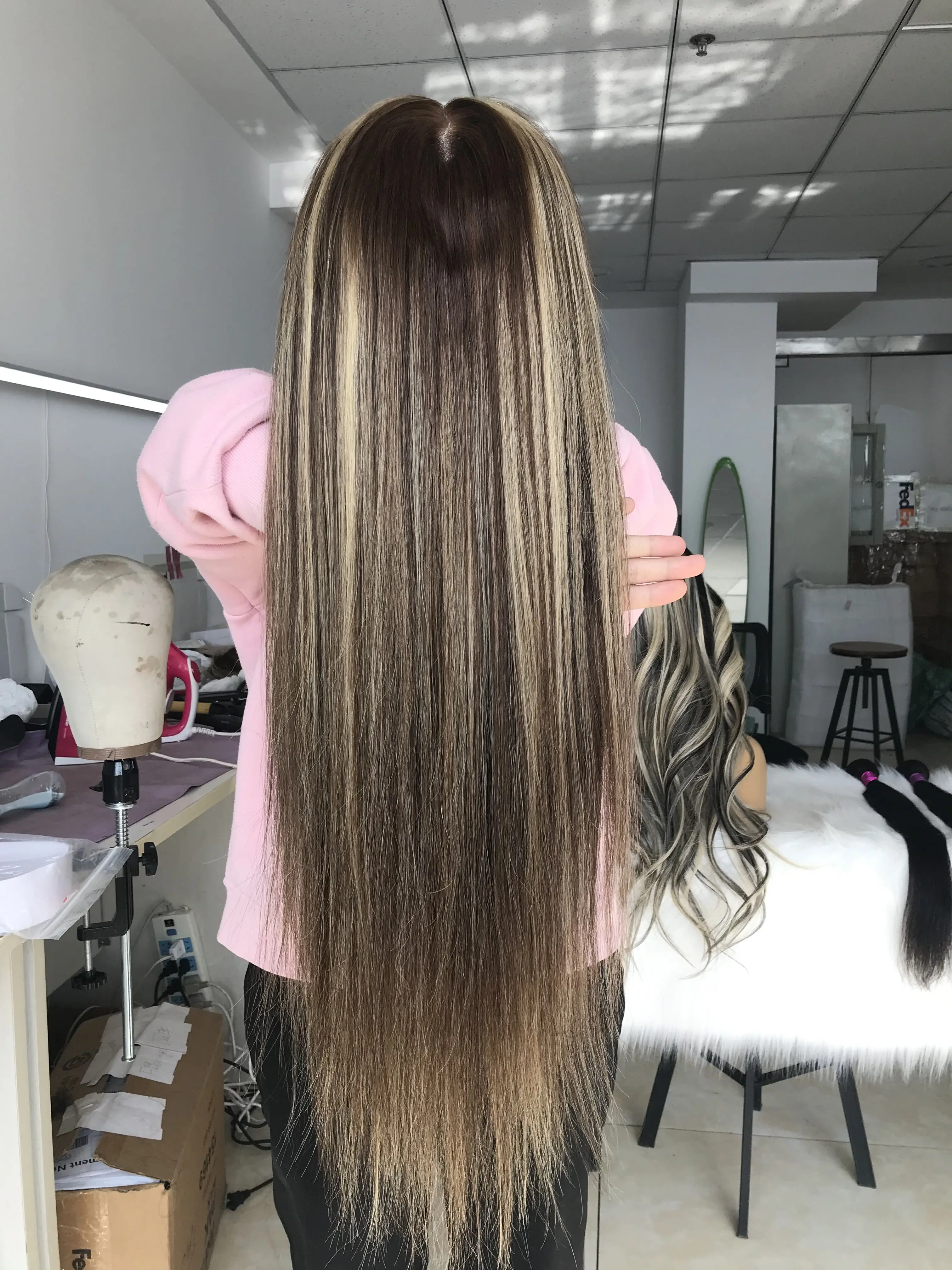 Fabwigs 150% плотность хайлайтер Ombre светлый полный кружевной парик из человеческих