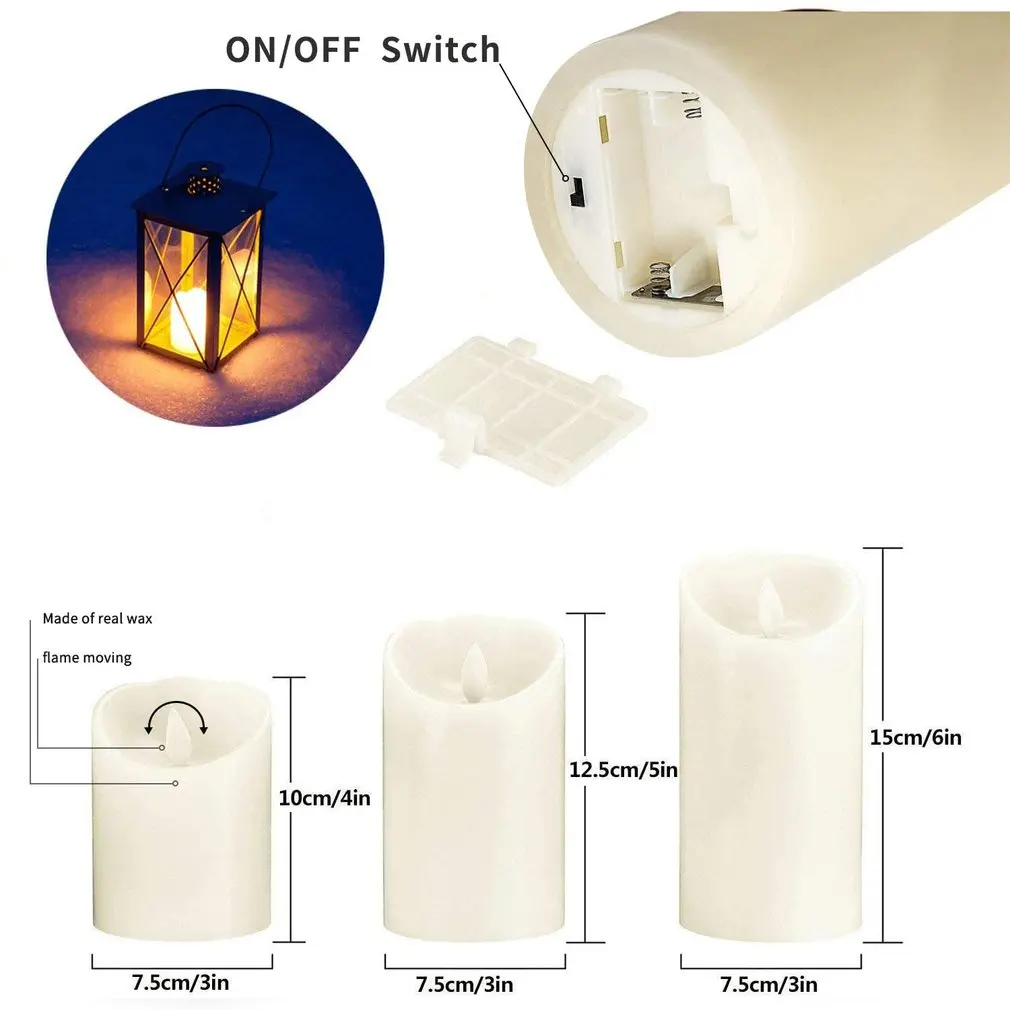 

Pack of 3 Remote or Not Remote Battery Electronic Candles,Flameless Dancing Flame LED Swing Tea lights For Christmas