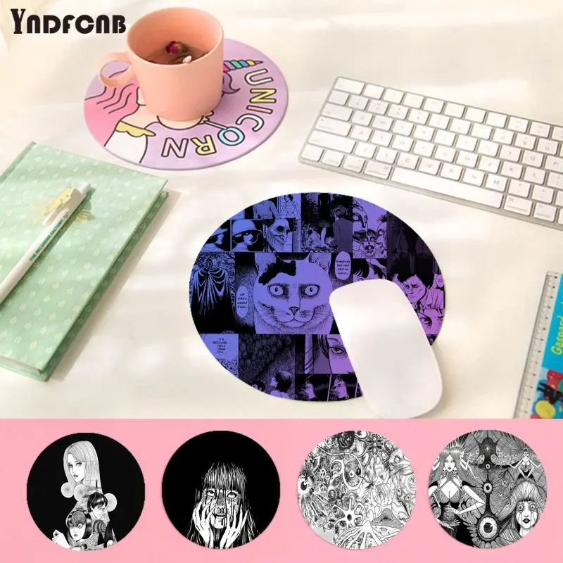 

YNDFCNB Funny Junji Ito Tees Horror Keyboard Gaming MousePads Anti-Slip Laptop PC Mice Pad Mat gaming Mousepad