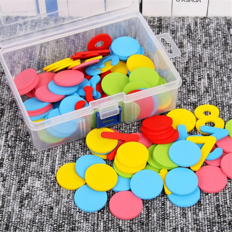 

117Pcs Counters Counting Chips 30mm Mixed Colors Math Toy For Bingo Chips Game Tokens With Storage Box
