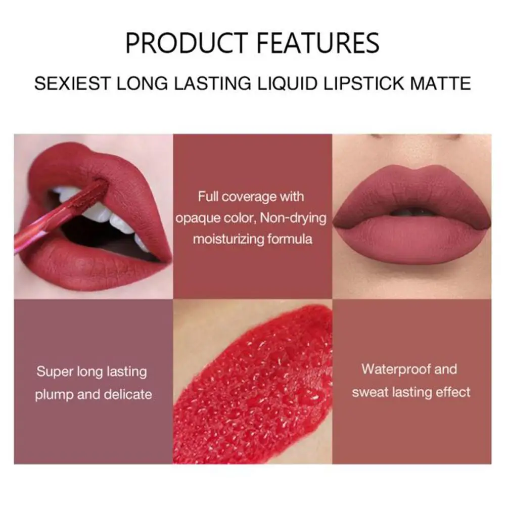 

1pcs Liquid Lipstick Matte Lip Gloss Cosmetic Lightweight Waterproof Tint Lip Lasting Lips Glaze Long Lip Makeup K5U8