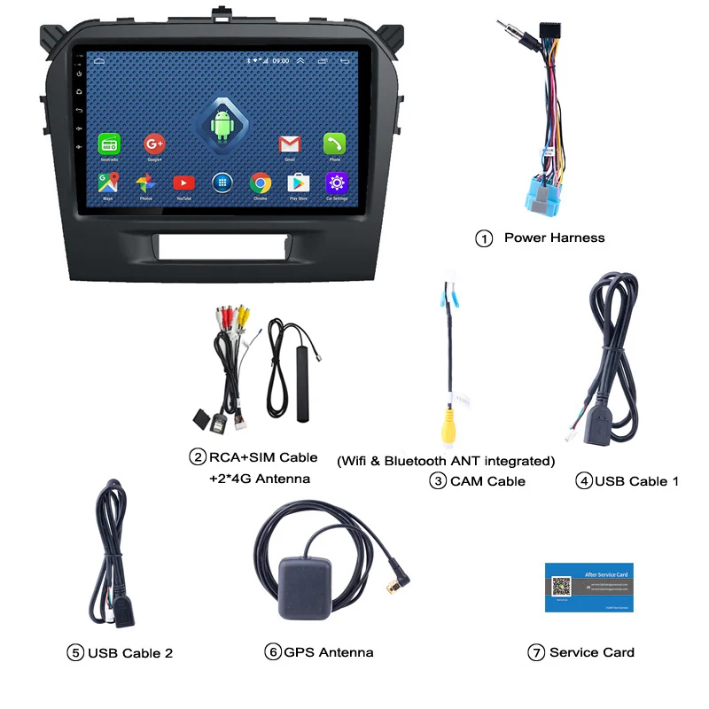 Android 11 2 + 32G wifi и 4G 2.5D полный сенсорный экран для Suzuki Vitara 2015- 2018 Поддержка Wifi SWC OBD