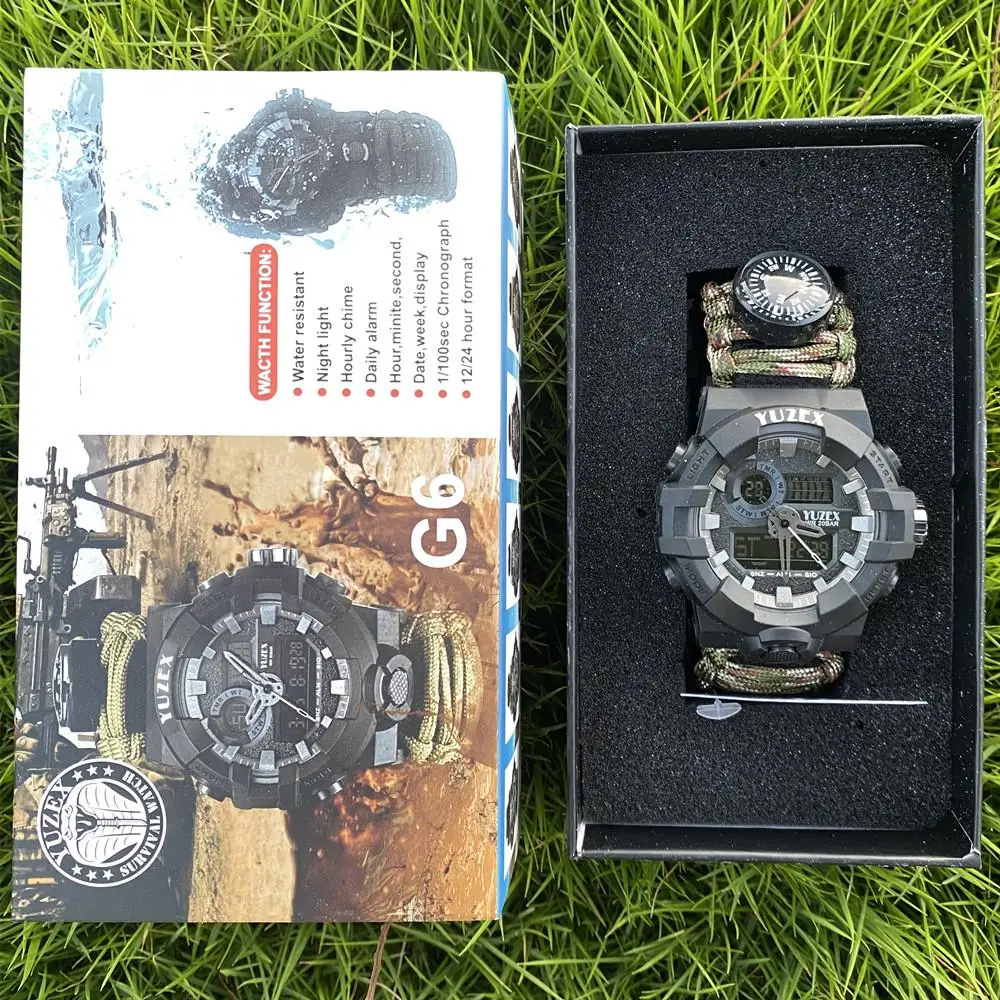 

Часы для выживания на природе, многофункциональные часы для кемпинга, браслет с термометром, спасательное оборудование, набор инструментов...