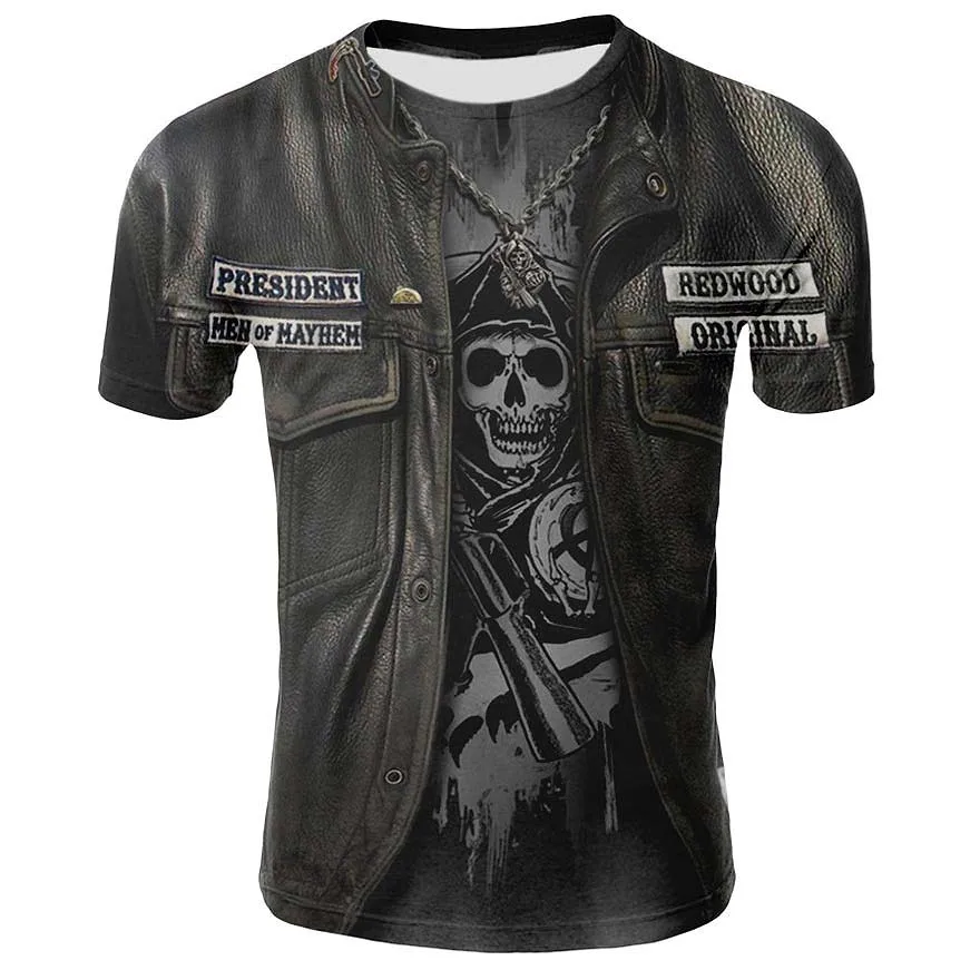 

Summer men's T-shirt casual round neck short-sleeved T-shirt devil skull fashion trendy brand skull 3D T-shirt male graphic Boys