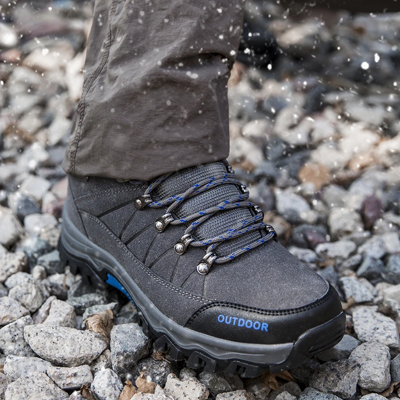 

Winter Men Boots Fur Warm Men Snow Boots lace up Leather Waterproof Men Ankle Boots Man Motorcycle boots Outdoor Sneakers