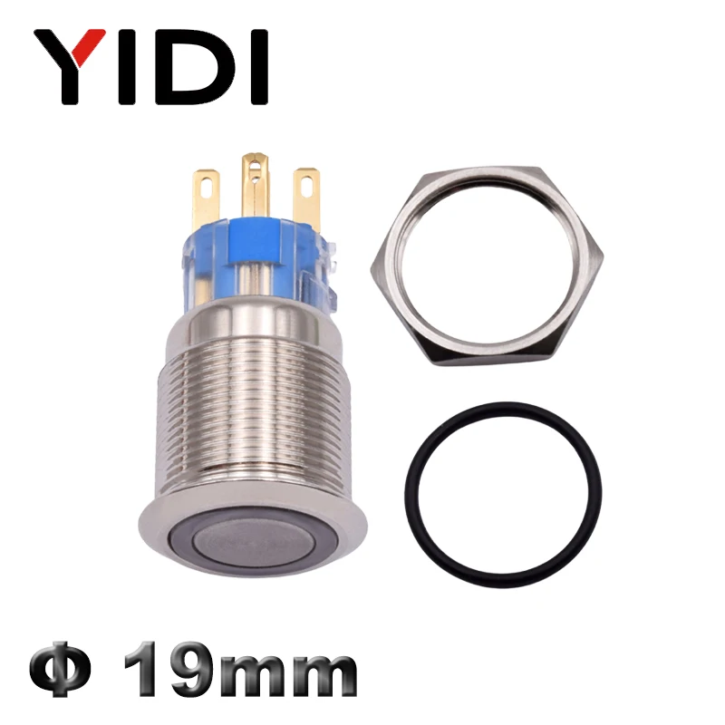 Антивандальный металлический кнопочный переключатель из нержавеющей стали 1NO1NC