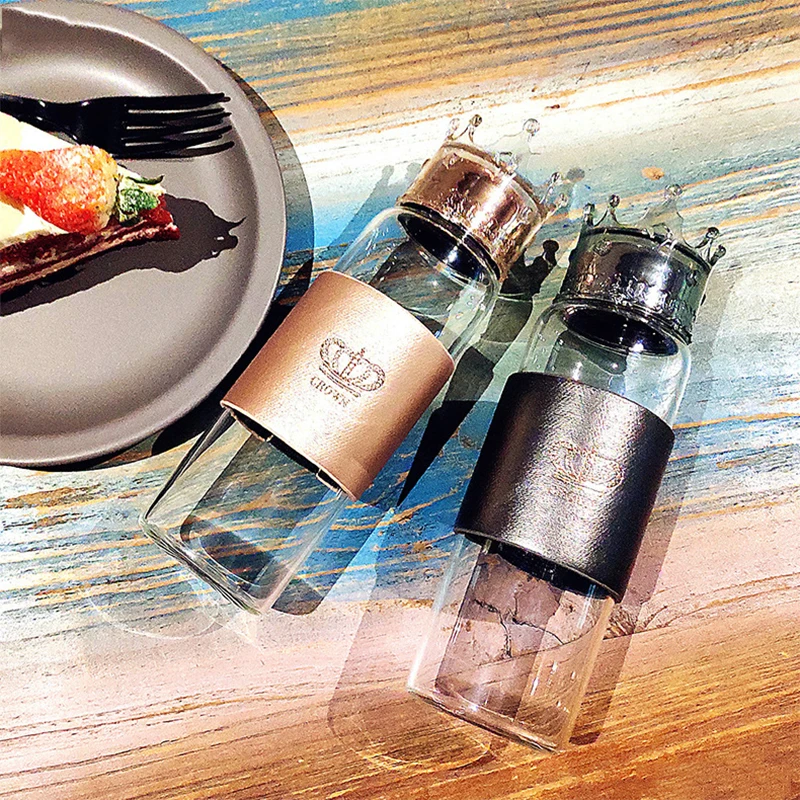 Портативная стеклянная бутылка для воды с короной без БФА 300 мл путешествий новое