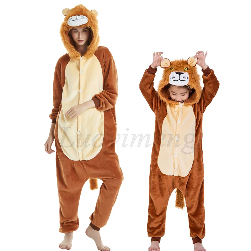 Новый Kigurumi Пижама волк взрослых животных лев панда Единорог Onesie для женщин и