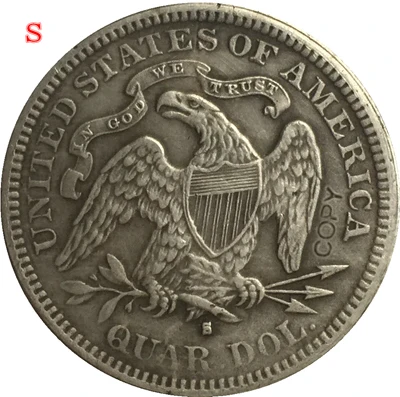 

USA 1875 P,CC,S LIBERTY SEATED QUARTER DOLLARS COPY COINS