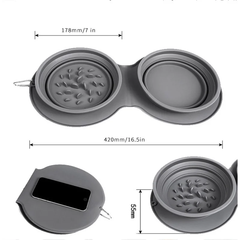 

Outdoor Silicone Dog Food Bowls Foldable Non-slip Dog Cat Bowl Travel Pet Anti-choking And Vomiting Feeding Bowl