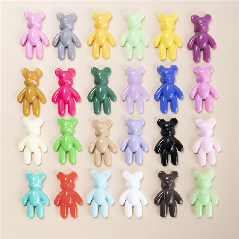 

10pcs/lot Glitter Resin Bear Charms Flatback Cabochons DIY Necklace Pendant Keychain for Jewlery Making Accessories