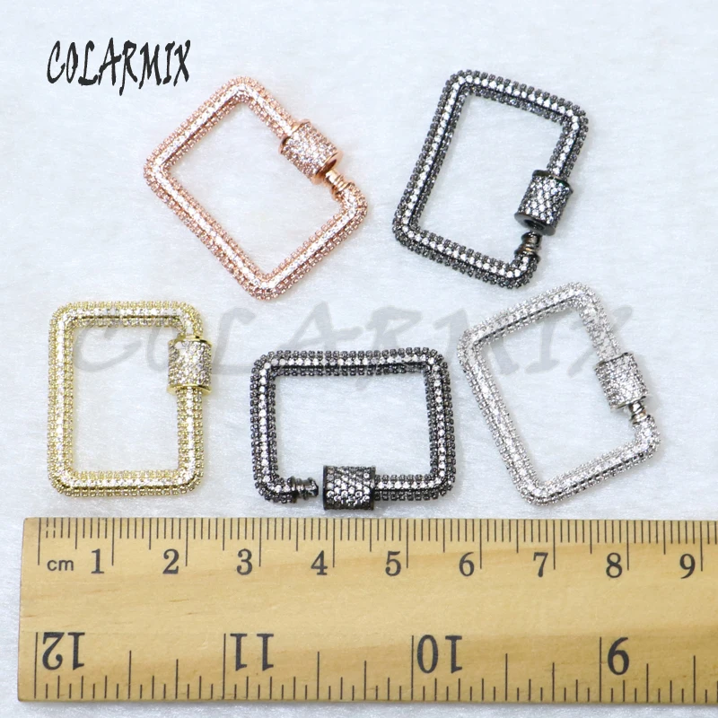 

3 Pieces Rectangle Zircon pendant necklace Mix color metal pendant necklace High quality wholesale jewelry Chain necklace 50072