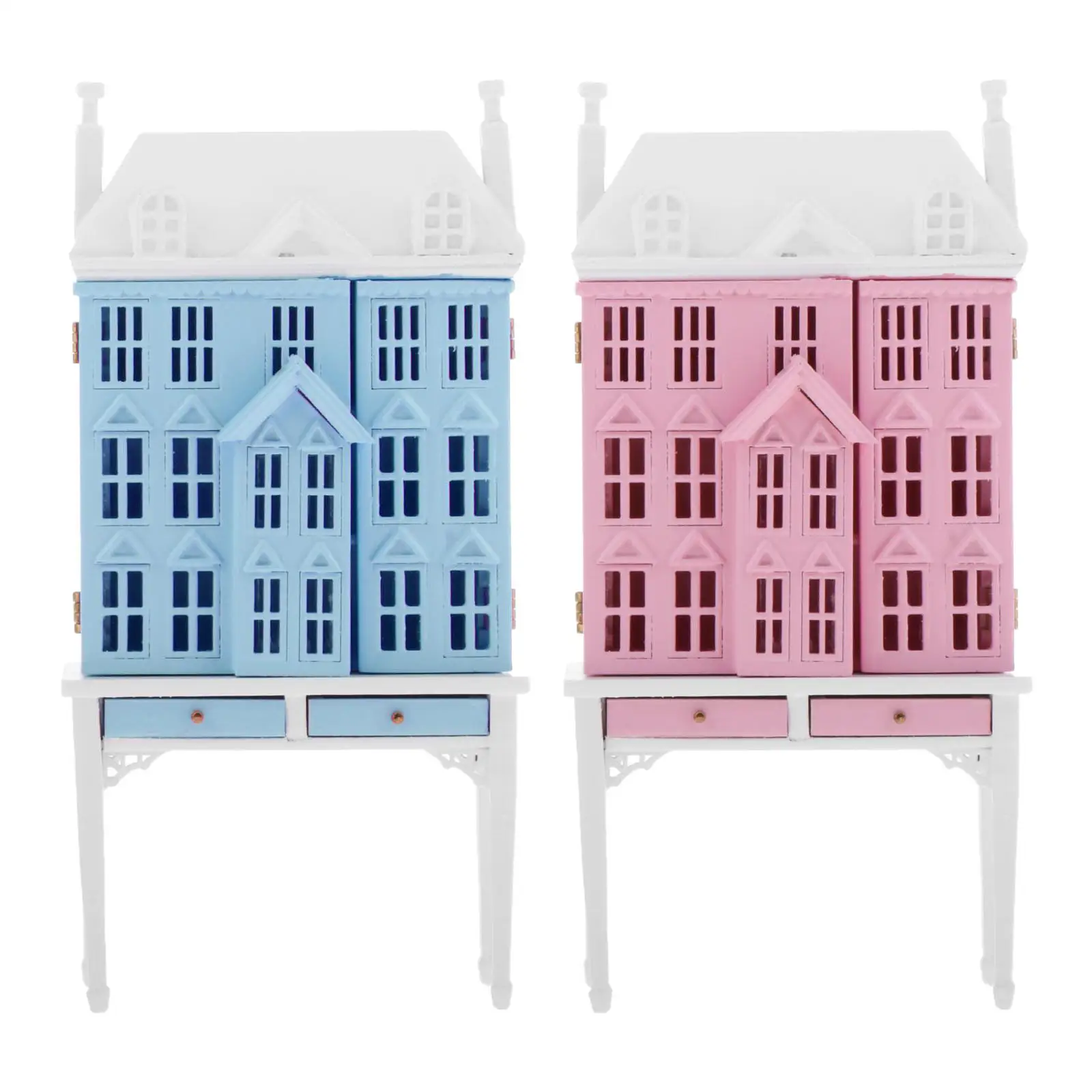 

2x 1/12 Doll House Mini Wooden Cabinet Bookcase Simulation Model Bedroom Supplies Ornaments