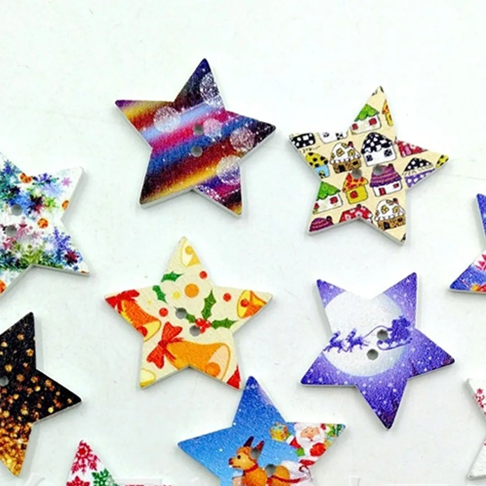 100 шт./пакет Рождественский пятиконечная звезда Кнопка микс Рождественская