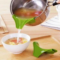 creative silicone liquid funnel anti spill slip on pour soup spout funnel pot pan drain filter leakproof pot side drainer tool