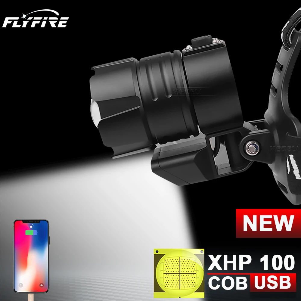 18650 лм cob xhp100 перезаряжаемый светодиодный налобный фонарь Головной с USB XHP90 XHP70 XHP50