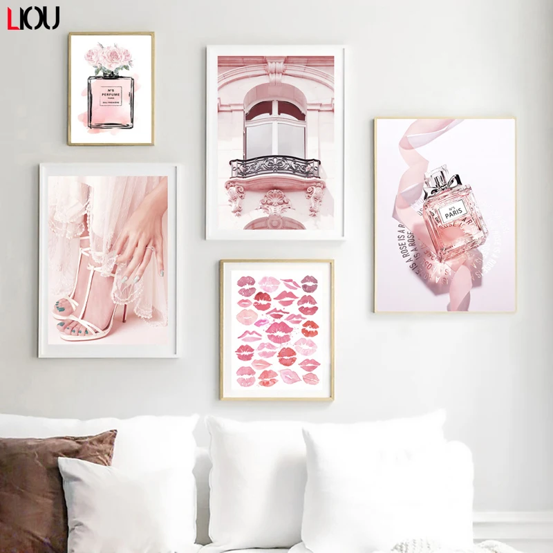 Картина с изображением пиона цветов Парижа парфюма юбки на высоком каблуке холст