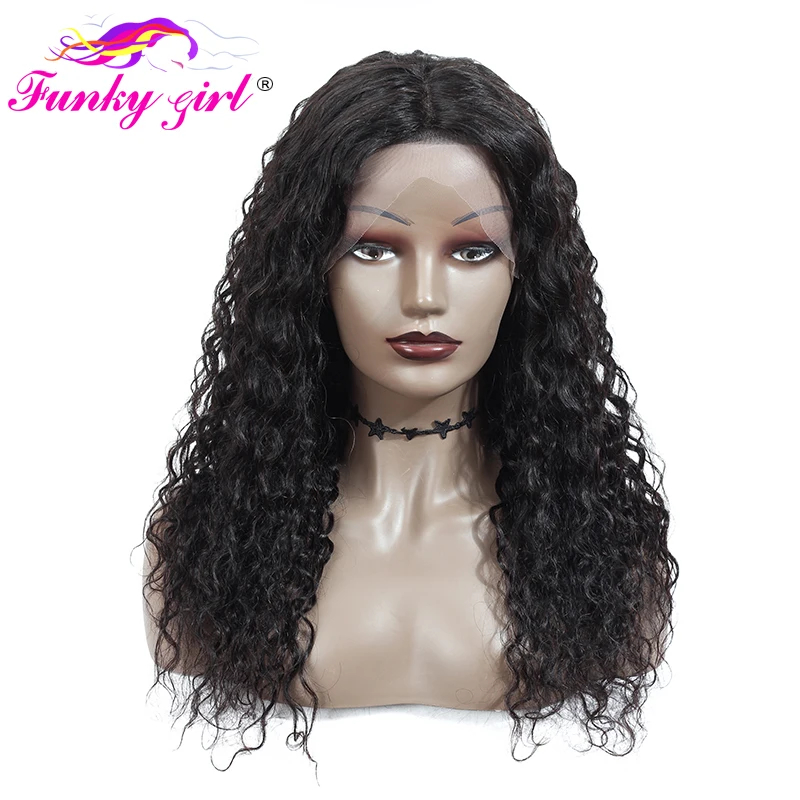 Funky Girl парики из натуральных волос на кружеве для черных женщин бразильская холодная завивка парик предварительно сорвал с плотностью волос младенца 150% не Реми