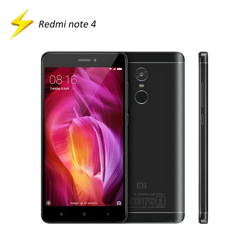 Used Xiaomi Redmi Note4 Smartphone 32GB/64GB 13MP Rear Camera Fingerprint 5.5inch Screen 4100mAh Battery 1080x1920 Celulares