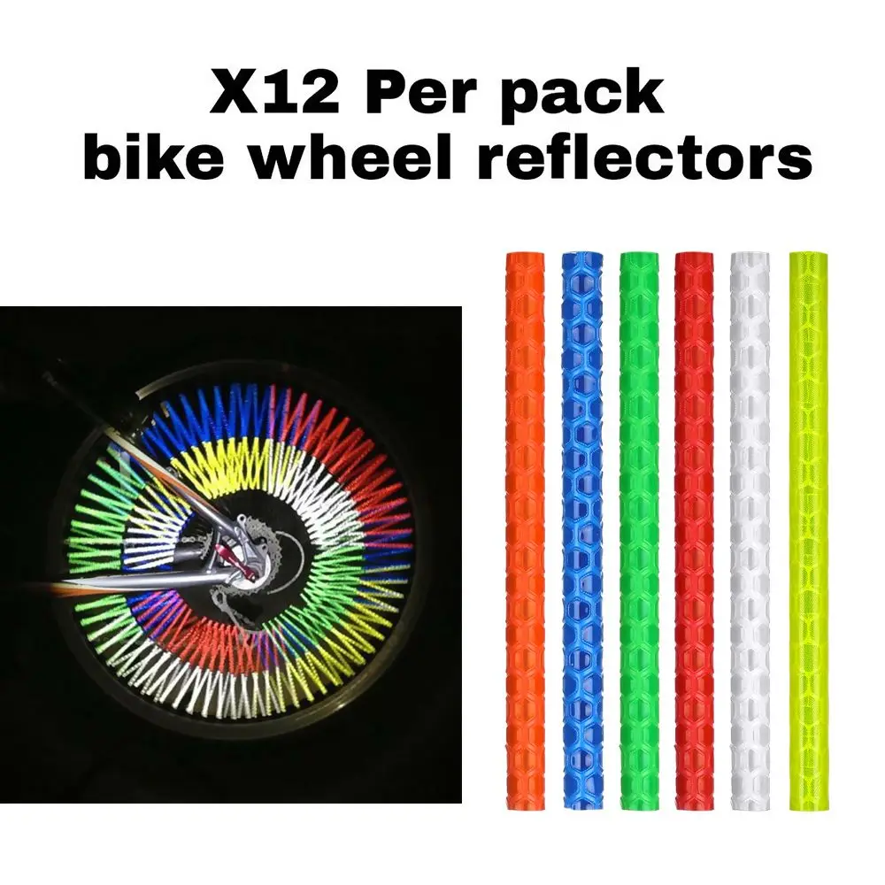 

12Pcs Bicycle Lights Wheel Rim Spoke Clip Tube Safety Warning Light Cycling Bike Strip Reflective Reflector Bicycle Accessories