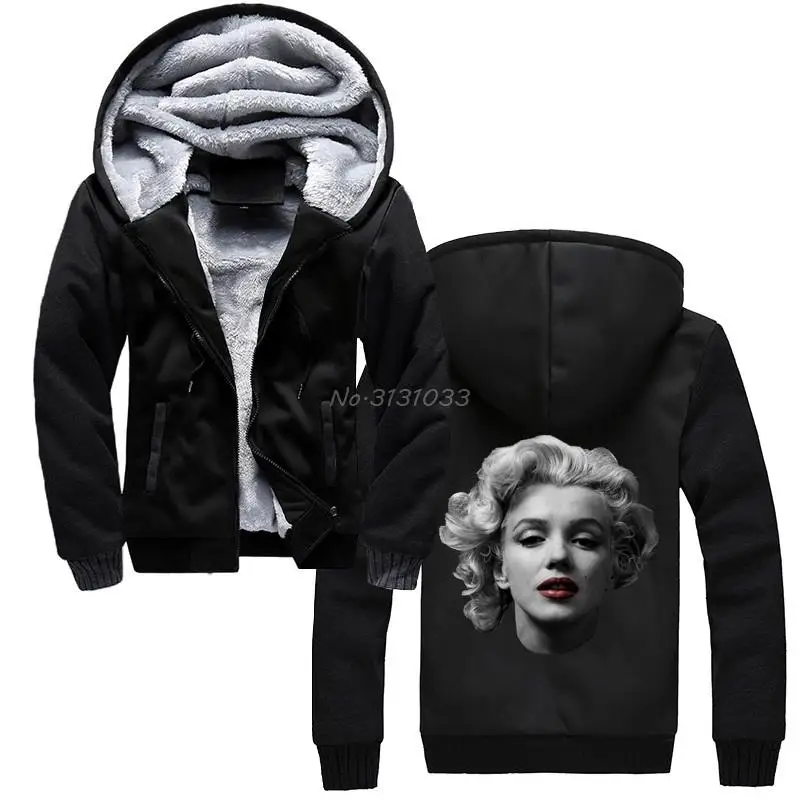 

Мужская толстовка с капюшоном Marilyn Monroe, зимняя утепленная толстовка в стиле хип-хоп, уличная одежда в стиле Харадзюку