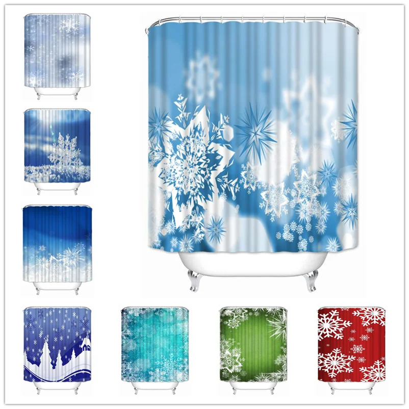 

Musife Custom High Quality Snowflakes Shower Curtain Waterproof Bathroom Polyester Fabric Bathroom Curtain